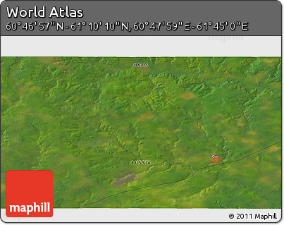 Satellite 3D Map of the Area around 60° 58' 34" N, 61° 16' 29" E