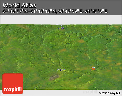 Satellite 3D Map of the Area around 60° 58' 34" N, 61° 16' 29" E