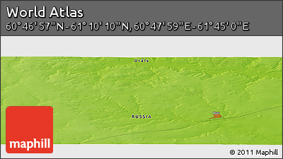 Physical Panoramic Map of the Area around 60° 58' 34" N, 61° 16' 29" E