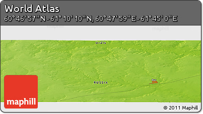 Physical Panoramic Map of the Area around 60° 58' 34" N, 61° 16' 29" E