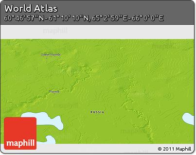 Physical 3D Map of the Area around 60° 58' 34" N, 65° 31' 30" E