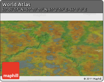 Satellite 3D Map of the Area around 60° 58' 34" N, 65° 31' 30" E