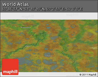 Satellite 3D Map of the Area around 60° 58' 34" N, 65° 31' 30" E