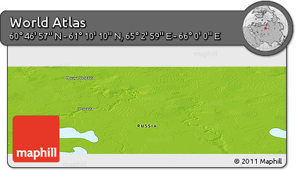 Physical Panoramic Map of the Area around 60° 58' 34" N, 65° 31' 30" E