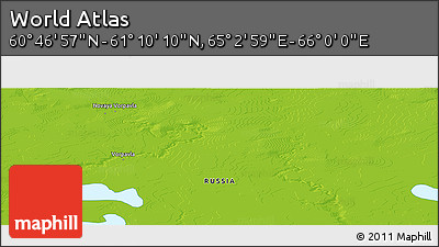Physical Panoramic Map of the Area around 60° 58' 34" N, 65° 31' 30" E
