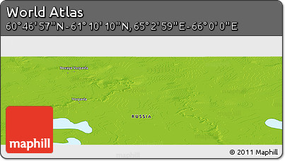 Physical Panoramic Map of the Area around 60° 58' 34" N, 65° 31' 30" E