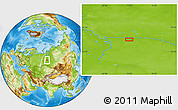 Physical Location Map of the area around 60° 58' 34" N, 72° 19' 29" E