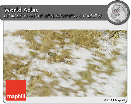 Satellite 3D Map of the Area around 60° 58' 34" N, 72° 10' 30" W