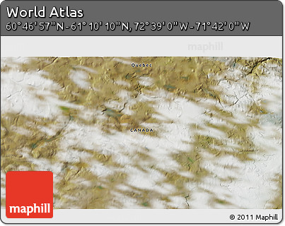Satellite 3D Map of the Area around 60° 58' 34" N, 72° 10' 30" W