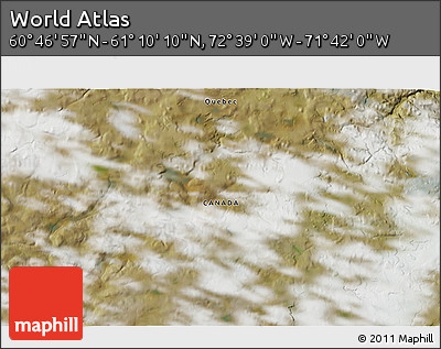 Satellite 3D Map of the Area around 60° 58' 34" N, 72° 10' 30" W