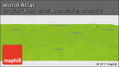 Physical Panoramic Map of the Area around 60° 58' 34" N, 73° 10' 30" E