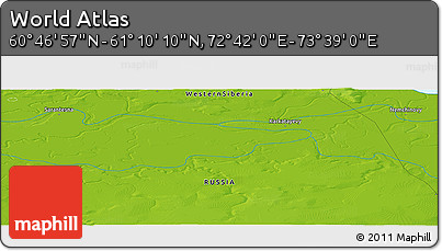 Physical Panoramic Map of the Area around 60° 58' 34" N, 73° 10' 30" E