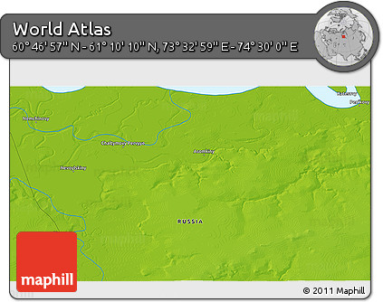 Physical 3D Map of the Area around 60° 58' 34" N, 74° 1' 30" E