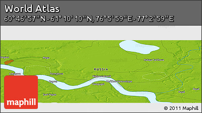 Physical Panoramic Map of the Area around 60° 58' 34" N, 76° 34' 29" E