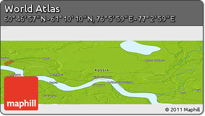 Physical Panoramic Map of the Area around 60° 58' 34" N, 76° 34' 29" E
