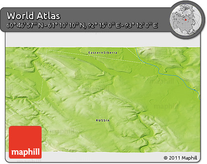 Physical 3D Map of the Area around 60° 58' 34" N, 92° 43' 29" E