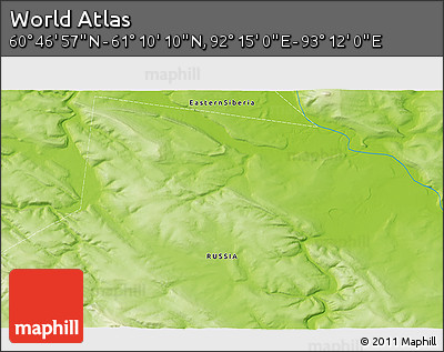 Physical 3D Map of the Area around 60° 58' 34" N, 92° 43' 29" E