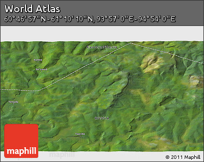 Satellite 3D Map of the Area around 60° 58' 34" N, 94° 25' 30" E