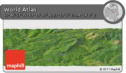 Satellite Panoramic Map of the Area around 60° 58' 34" N, 94° 25' 30" E
