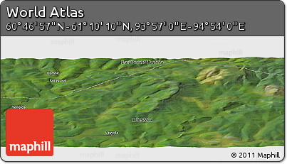 Satellite Panoramic Map of the Area around 60° 58' 34" N, 94° 25' 30" E