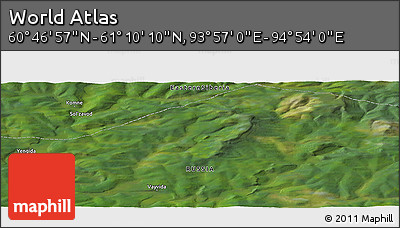Satellite Panoramic Map of the Area around 60° 58' 34" N, 94° 25' 30" E