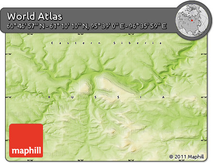 Physical Map of the Area around 60° 58' 34" N, 96° 7' 30" E