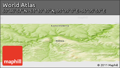 Physical Panoramic Map of the Area around 60° 58' 34" N, 96° 7' 30" E