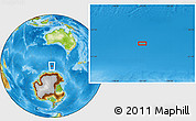 Physical Location Map of the area around 60° 2' 45" S, 121° 37' 30" E