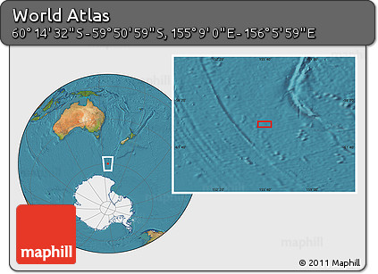 Satellite Location Map of the Area around 60° 2' 45" S, 155° 37' 30" E