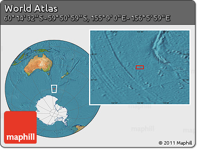 Satellite Location Map of the Area around 60° 2' 45" S, 155° 37' 30" E
