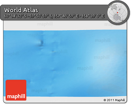 Physical 3D Map of the Area around 60° 2' 45" S, 158° 10' 30" E