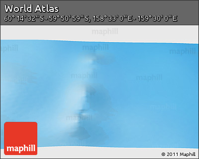 Physical 3D Map of the Area around 60° 2' 45" S, 159° 1' 30" E