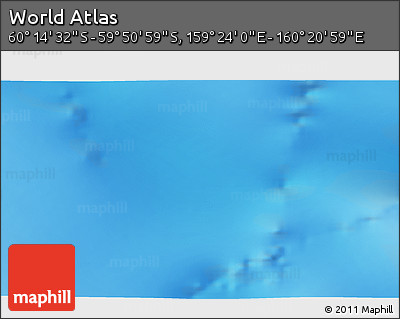 Physical 3D Map of the Area around 60° 2' 45" S, 159° 52' 30" E