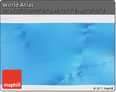 Physical 3D Map of the Area around 60° 2' 45" S, 159° 52' 30" E