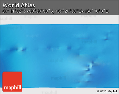 Physical 3D Map of the Area around 60° 2' 45" S, 165° 49' 29" E