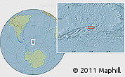 Savanna Style Location Map of the area around 60° 2' 45" S, 32° 13' 30" W, hill shading