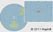 Savanna Style Location Map of the area around 60° 23' 46" S, 105° 19' 29" W, hill shading