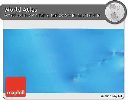 Shaded Relief 3D Map of the Area around 60° 23' 46" S, 148° 49' 29" E