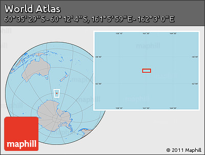 Gray Location Map of the Area around 60° 23' 46" S, 161° 34' 29" E