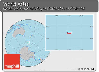 Gray Location Map of the Area around 60° 23' 46" S, 162° 25' 30" E