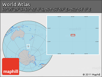 Gray Location Map of the Area around 60° 23' 46" S, 162° 25' 30" E