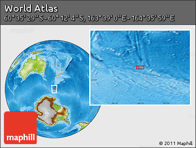 Physical Location Map of the Area around 60° 23' 46" S, 164° 7' 30" E