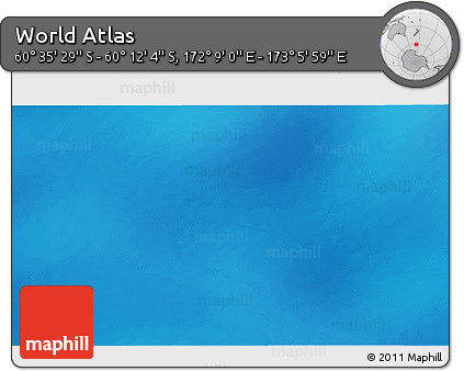 Physical 3D Map of the Area around 60° 23' 46" S, 172° 37' 30" E