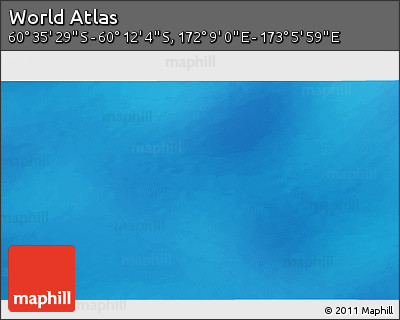 Physical 3D Map of the Area around 60° 23' 46" S, 172° 37' 30" E
