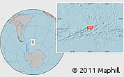 Gray Location Map of the area around 60° 23' 46" S, 34° 46' 29" W, hill shading