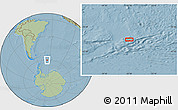 Savanna Style Location Map of the area around 60° 23' 46" S, 36° 28' 30" W, hill shading