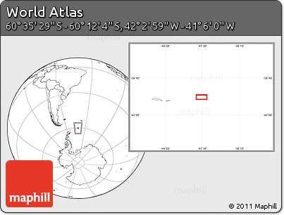 Blank Location Map of the Area around 60° 23' 46" S, 41° 34' 30" W