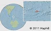 Savanna Style Location Map of the area around 60° 23' 46" S, 41° 34' 30" W, hill shading
