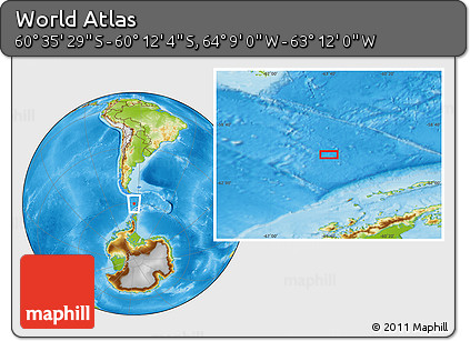 Physical Location Map of the Area around 60° 23' 46" S, 63° 40' 30" W
