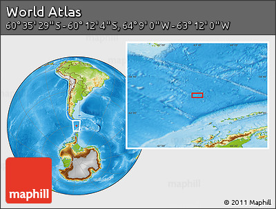 Physical Location Map of the Area around 60° 23' 46" S, 63° 40' 30" W